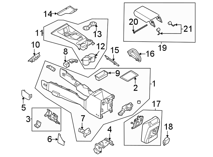 Diagram Front console. for your 2015 Lincoln MKZ Base Sedan  