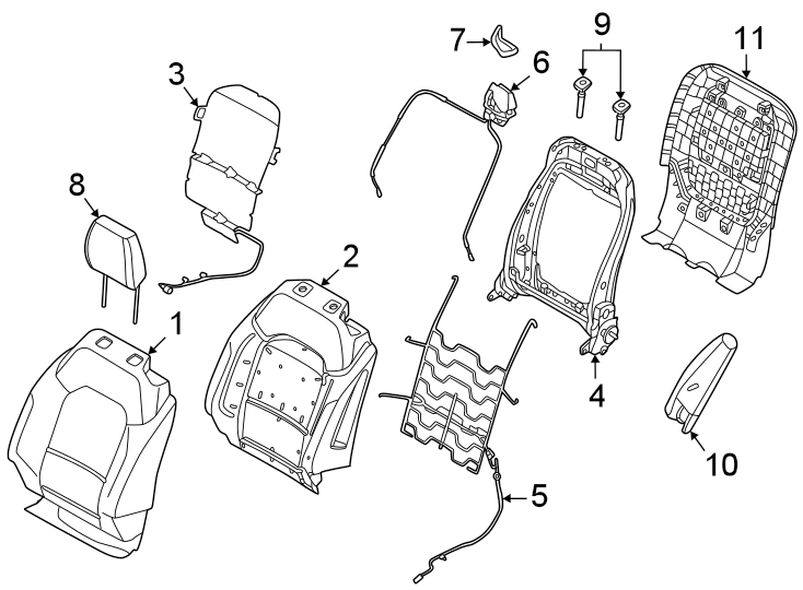 Diagram Seats & tracks. Front seat components. for your 2024 Ford F-350 Super Duty   