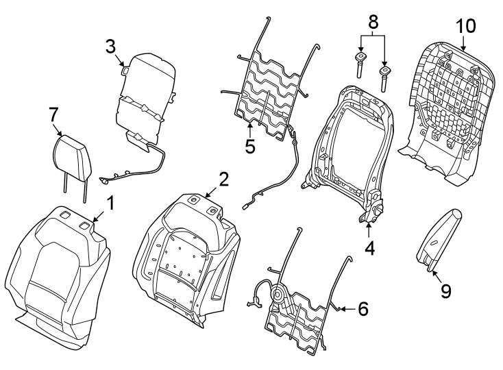 Diagram Seats & tracks. Front seat components. for your 2009 Ford F-350 Super Duty   