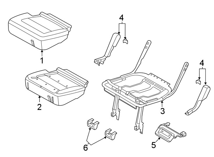 Diagram Seats & tracks. Rear seat components. for your 2022 Ford Maverick   