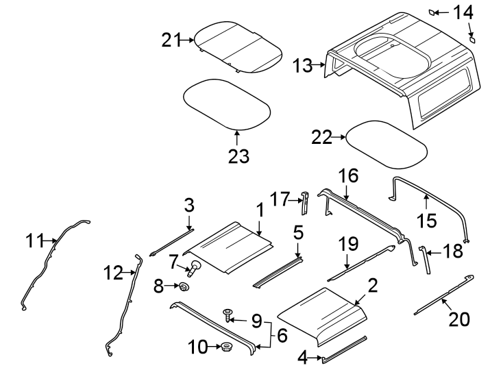 Diagram Hard top roof. for your 1985 Ford Bronco   