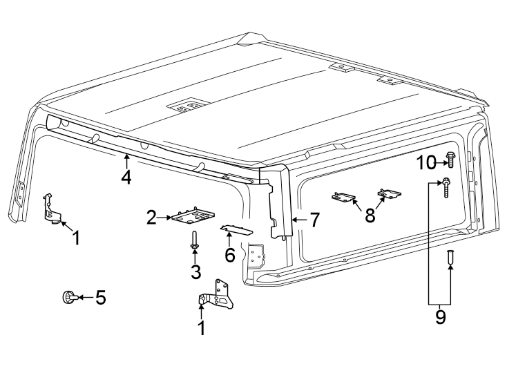 Diagram Hard top roof. for your Ford Bronco  