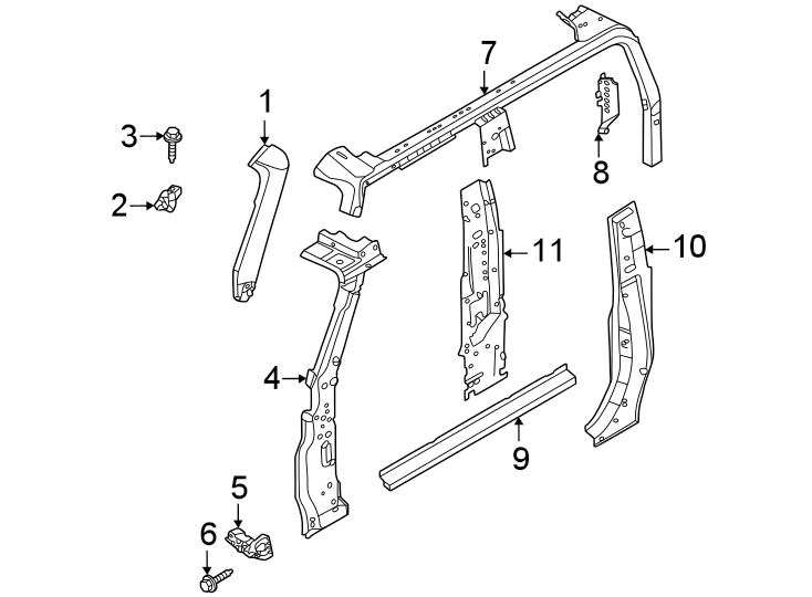 Diagram Pillars. Rocker & floor. Hinge pillar. for your 2019 Lincoln MKZ Base Sedan  