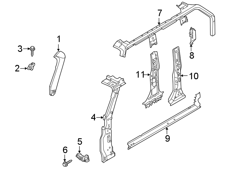 Diagram Pillars. Rocker & floor. Hinge pillar. for your 2015 Lincoln MKZ   