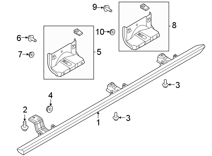 Diagram Pillars. Rocker & floor. Running board. for your 2020 Ford F-150   