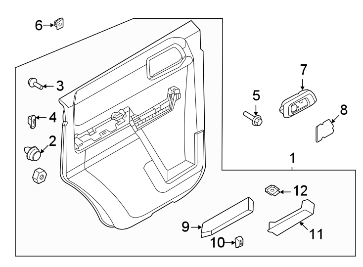 Diagram Rear door. Interior trim. for your 2023 Ford Bronco   