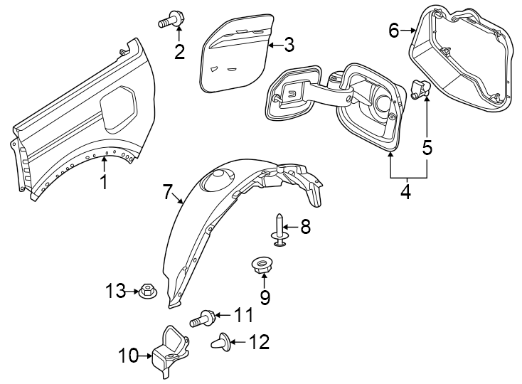 Diagram Quarter panel & components. for your 2007 Ford F-150   