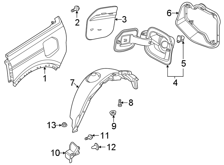 Diagram Quarter panel & components. for your 2007 Ford F-150   