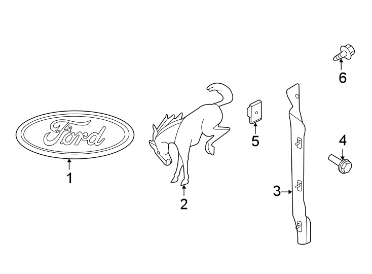 Diagram Tail gate. Exterior trim. for your 2021 Ford Bronco   