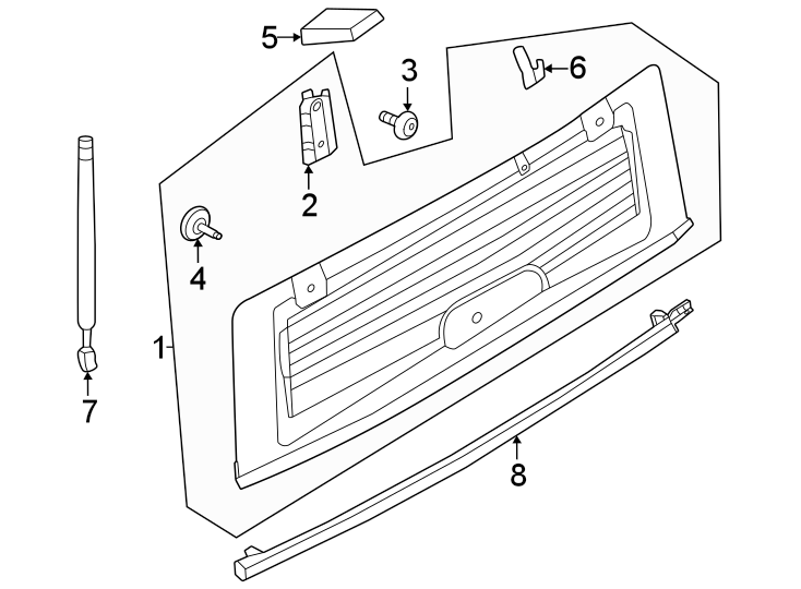 Diagram Tail gate. Back glass. for your Ford Bronco  