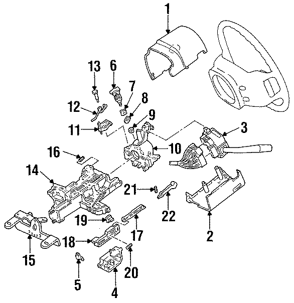 Diagram STEERING COLUMN. SHROUD. SWITCHES & LEVERS. for your Ford Explorer  