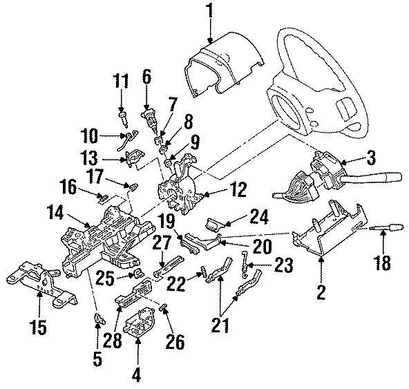 Diagram STEERING COLUMN. SHROUD. SWITCHES & LEVERS. for your Ford Explorer  