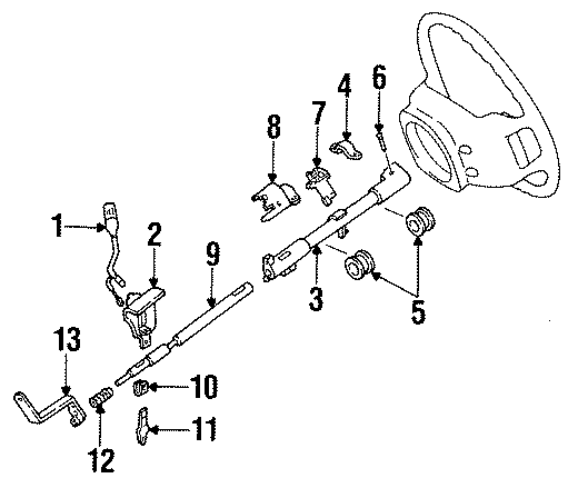 Diagram STEERING COLUMN. HOUSING & COMPONENTS. for your 1999 Ford F-150 4.2L Triton V6 M/T RWD Base Extended Cab Pickup Stepside 