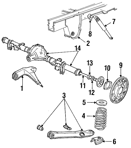 Diagram REAR SUSPENSION. AXLE HOUSING. BRAKE COMPONENTS. SUSPENSION COMPONENTS. for your 2021 Ford F-150  Lariat Extended Cab Pickup Fleetside 