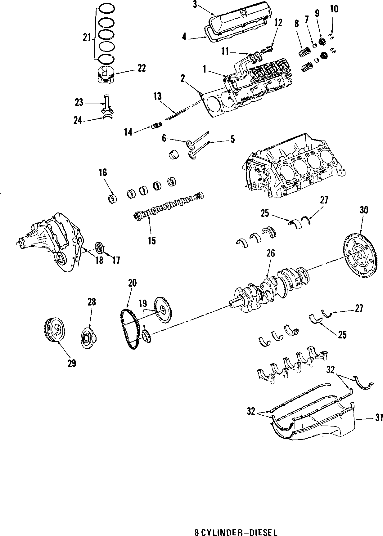 Diagram CAMSHAFT & TIMING. CRANKSHAFT & BEARINGS. CYLINDER HEAD & VALVES. LUBRICATION. MOUNTS. PISTONS. RINGS & BEARINGS. for your 2001 Cadillac Eldorado   