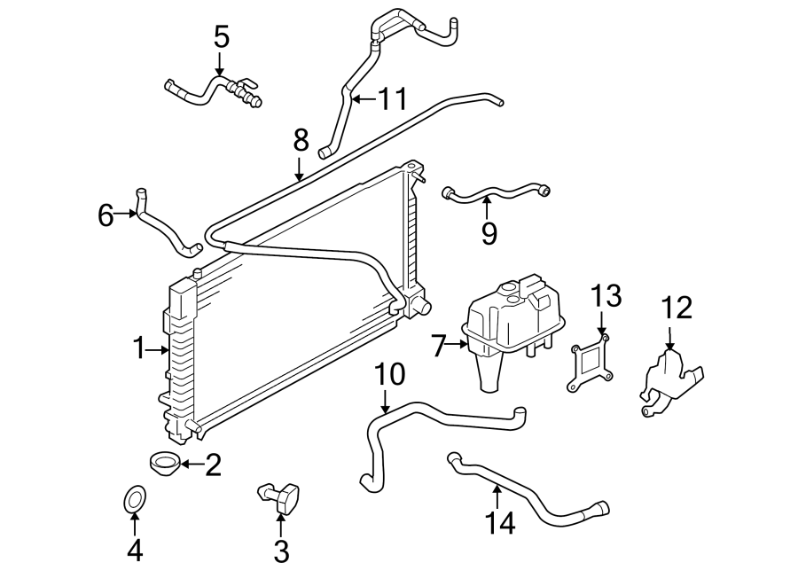 Diagram RADIATOR & COMPONENTS. for your 2024 Ford Transit-150   