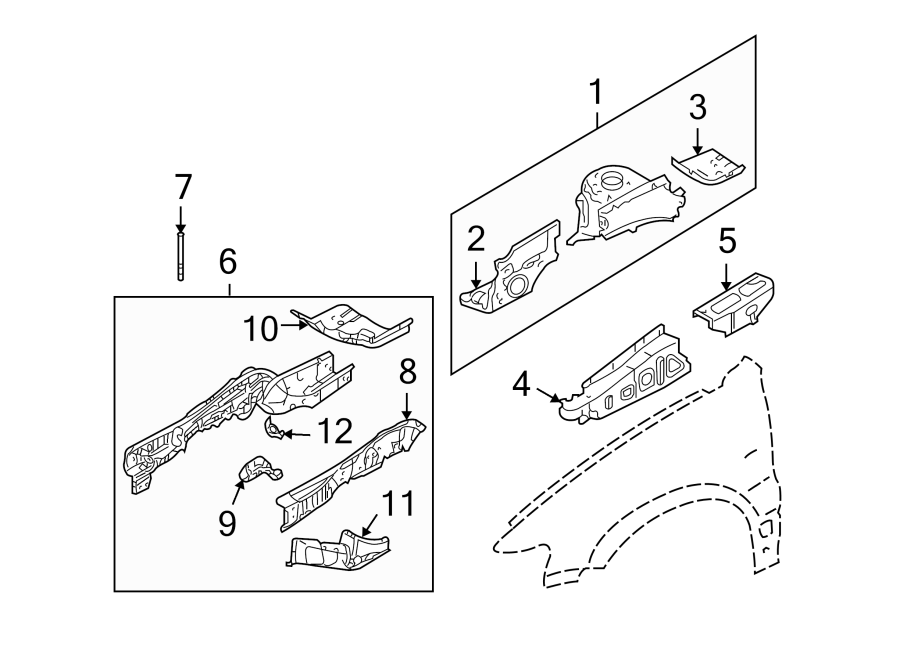 Diagram FENDER. STRUCTURAL COMPONENTS & RAILS. for your 2017 Lincoln MKZ Reserve Sedan 3.0L EcoBoost V6 A/T AWD 