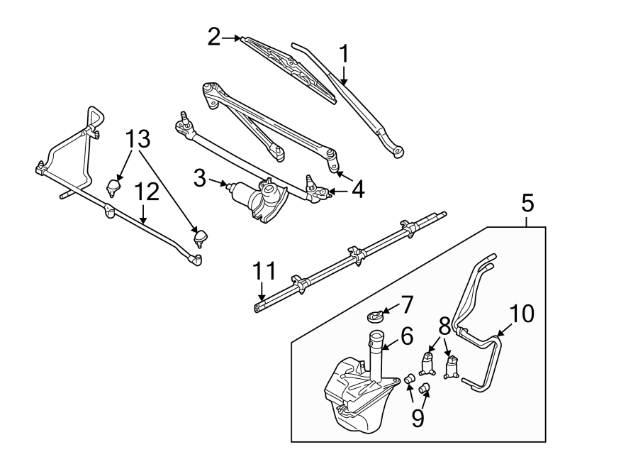 Diagram WIPER & WASHER COMPONENTS. for your 2013 Ford F-150 3.7L V6 FLEX A/T 4WD STX Extended Cab Pickup Fleetside 