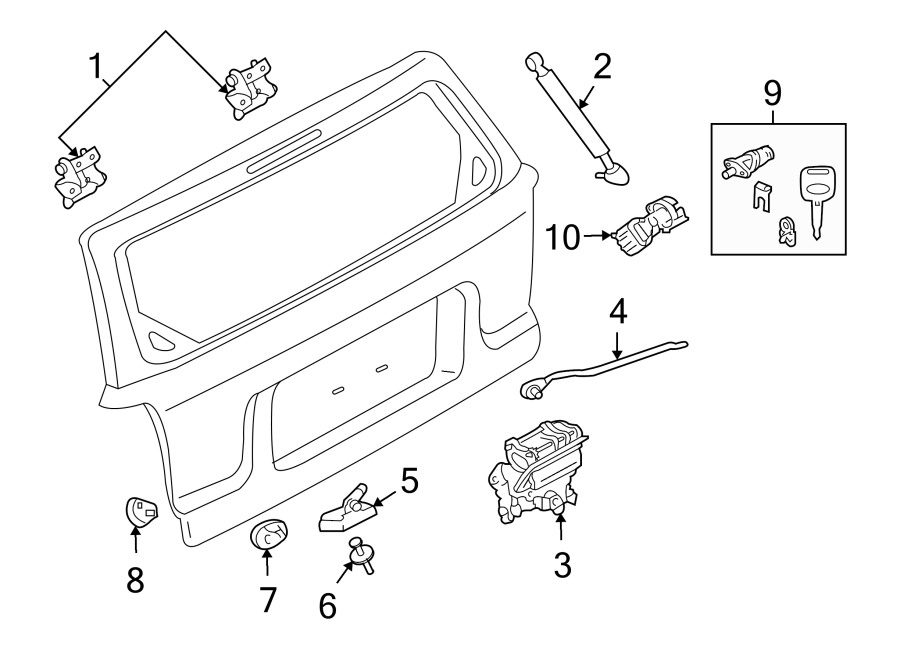 Diagram LIFT GATE. LOCK & HARDWARE. for your 2005 Ford Focus   