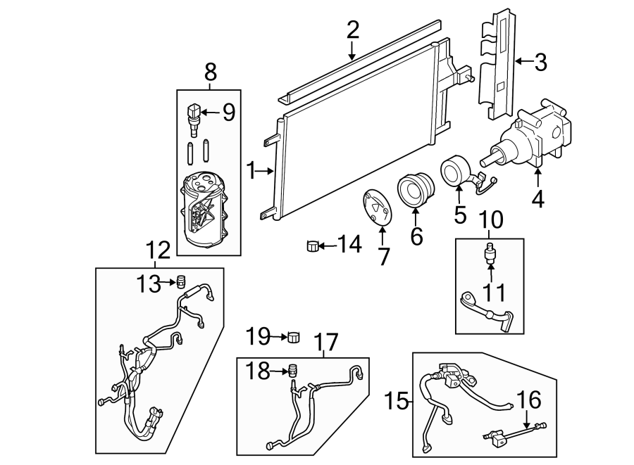 Diagram AIR CONDITIONER & HEATER. COMPRESSOR & LINES. for your 2002 Ford Ranger   