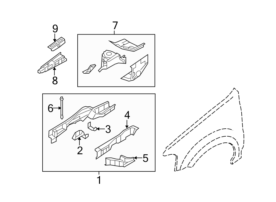 Diagram FENDER. STRUCTURAL COMPONENTS & RAILS. for your 2020 Ford F-150   