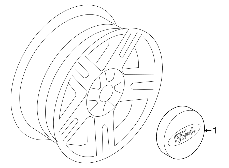 Diagram WHEELS. WHEEL COVERS & TRIM. for your 2008 Ford F-150 4.6L Triton V8 A/T RWD THE 60TH ANNIVERSARY EDITION Crew Cab Pickup Stepside 