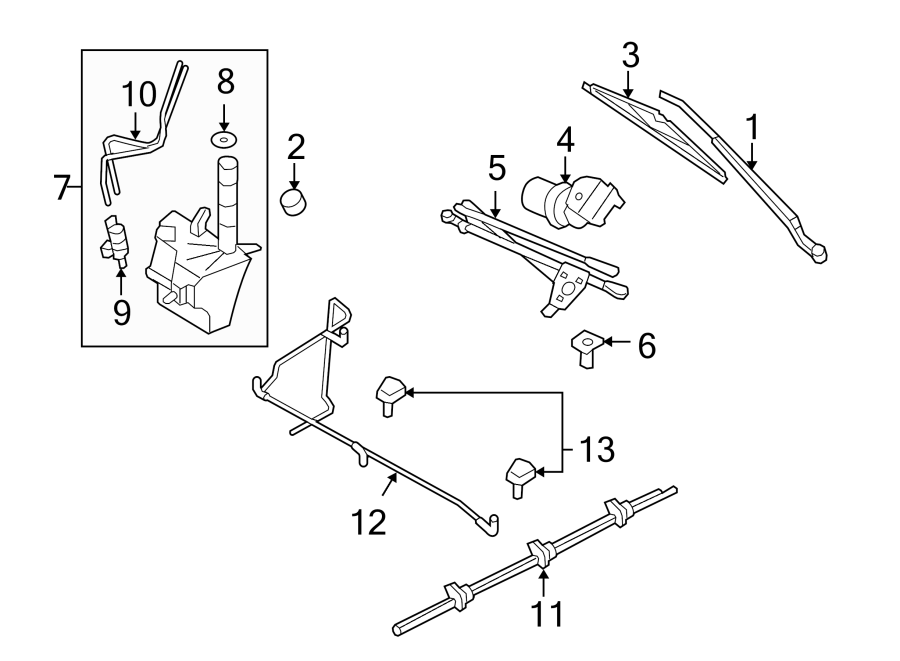 Diagram WIPER & WASHER COMPONENTS. for your Ford F-150  