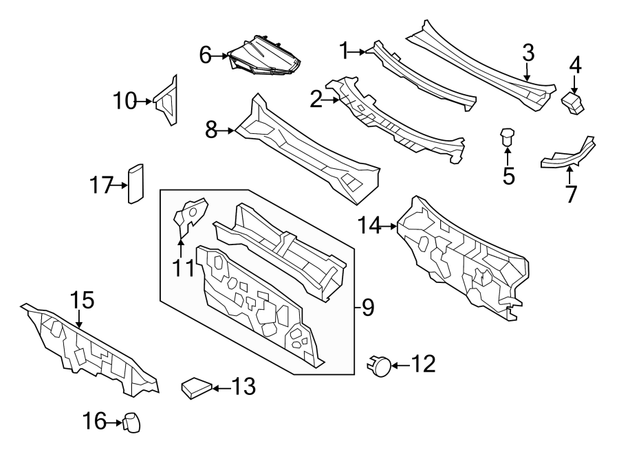 Diagram COWL. for your Ford Escape  