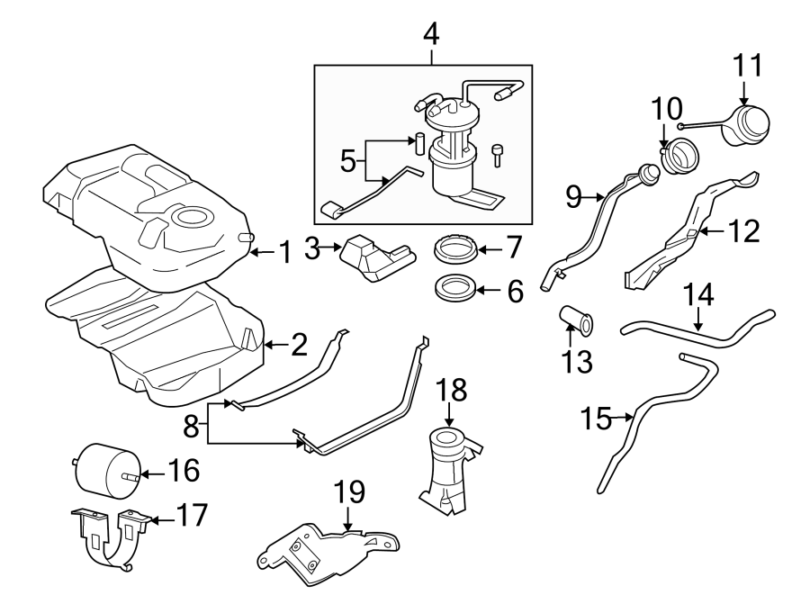 Diagram FUEL SYSTEM COMPONENTS. for your 2002 Ford F-450 Super Duty  Lariat Cab & Chassis - Crew Cab 