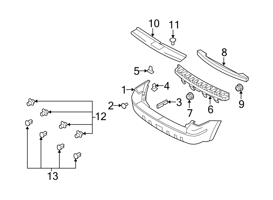 Diagram REAR BUMPER. BUMPER & COMPONENTS. for your 2018 Lincoln MKZ   