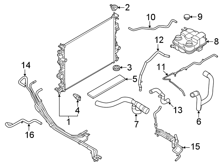 Diagram Radiator & components. for your 2018 Ford Explorer   