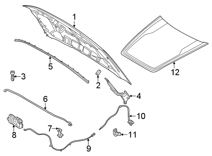 Diagram Exterior trim. Hood & components. for your 2011 Ford F-150 5.0L V8 FLEX A/T 4WD Lariat Extended Cab Pickup Fleetside 