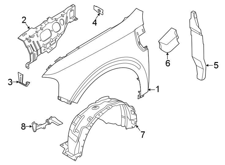 Diagram Fender & components. for your 2018 Lincoln MKZ Black Label Hybrid Sedan  