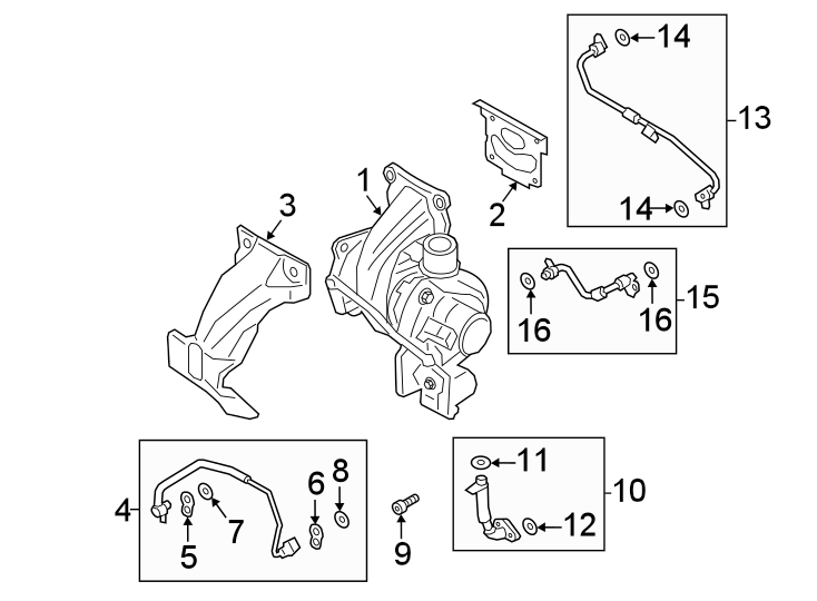 Diagram Engine / transaxle. Turbocharger & components. for your 1990 Ford Bronco   