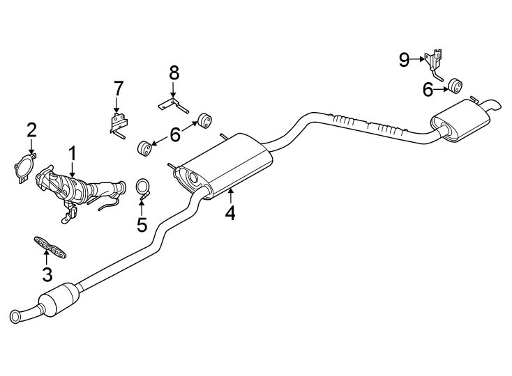 Diagram Exhaust system. Exhaust components. for your Ford Bronco  