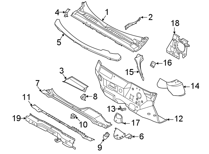 Diagram Cowl. for your 2024 Ford Maverick   