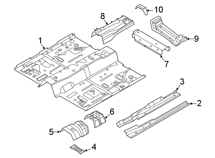Diagram Pillars. Rocker & floor. Floor & rails. for your 2021 Ford F-150 3.5L PowerBoost V6 FULL HYBRID EV-GAS (FHEV) A/T RWD King Ranch Crew Cab Pickup Fleetside 