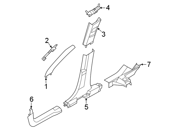 Diagram Pillars. Rocker & floor. Interior trim. for your 2023 Ford F-250 Super Duty   