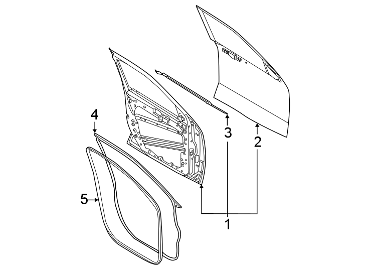 Diagram Front door. Door & components. for your Ford Maverick  