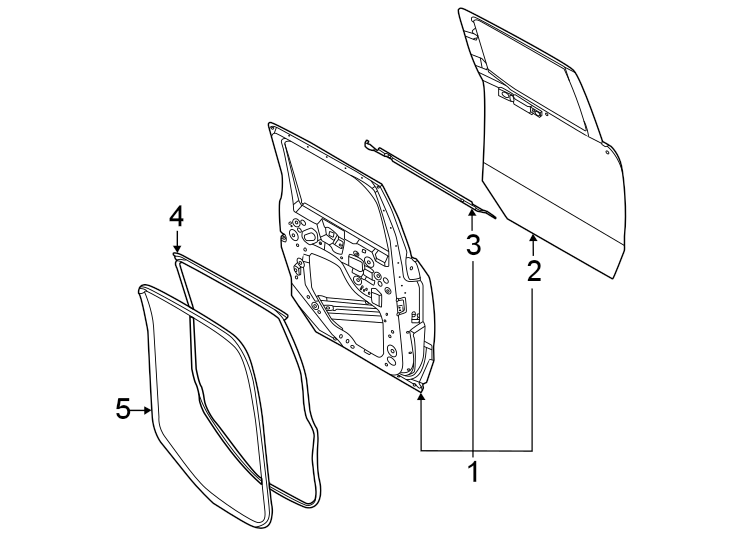 Diagram Rear door. Door & components. for your 2023 Ford Maverick   