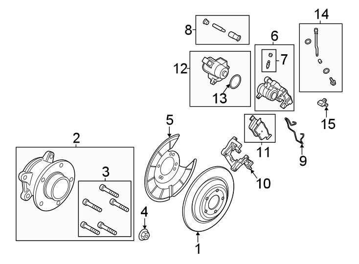 Diagram Rear suspension. Brake components. for your 2019 Ford F-150 2.7L EcoBoost V6 A/T 4WD XLT Extended Cab Pickup Fleetside 