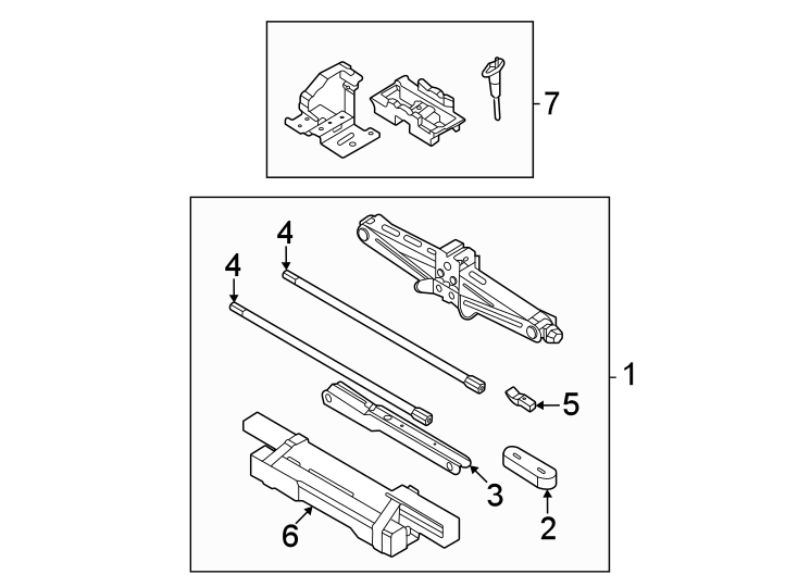 Rear body & floor. Jack & components. Diagram