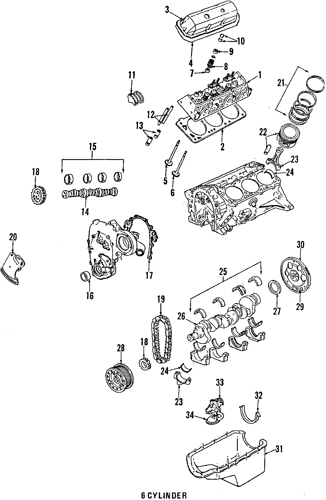 Diagram CAMSHAFT & TIMING. CRANKSHAFT & BEARINGS. CYLINDER HEAD & VALVES. LUBRICATION. MOUNTS. PISTONS. RINGS & BEARINGS. for your 2001 Chevrolet Blazer LT Sport Utility 4.3L Vortec V6 M/T 4WD 