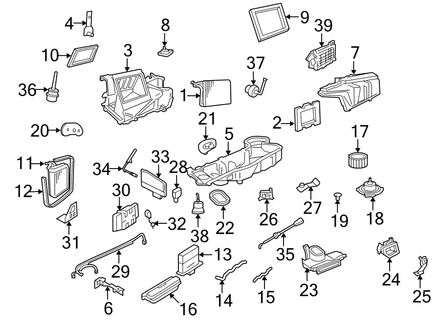 Diagram AIR CONDITIONER & HEATER. EVAPORATOR & HEATER COMPONENTS. for your 2009 Ford Expedition   