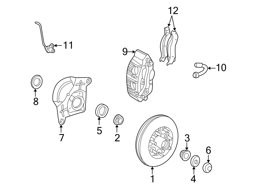 Diagram FRONT SUSPENSION. BRAKE COMPONENTS. for your 2015 Lincoln MKZ Hybrid Sedan  