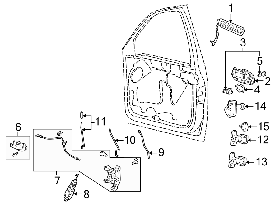 Diagram FRONT DOOR. LOCK & HARDWARE. for your 2013 Ford F-150 3.5L EcoBoost V6 A/T 4WD XL Crew Cab Pickup Fleetside 