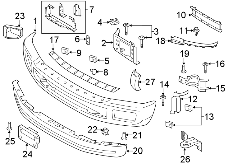 Diagram Front bumper. Bumper & components. for your 2007 Lincoln MKZ   