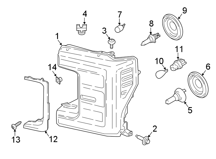 Diagram FRONT LAMPS. HEADLAMP COMPONENTS. for your 2022 Ford F-350 Super Duty 6.7L Power-Stroke V8 DIESEL A/T RWD XL Extended Cab Pickup Fleetside 