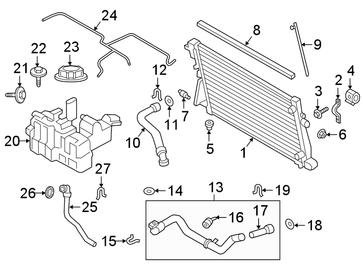 Diagram RADIATOR & COMPONENTS. for your 1996 Ford F-150   