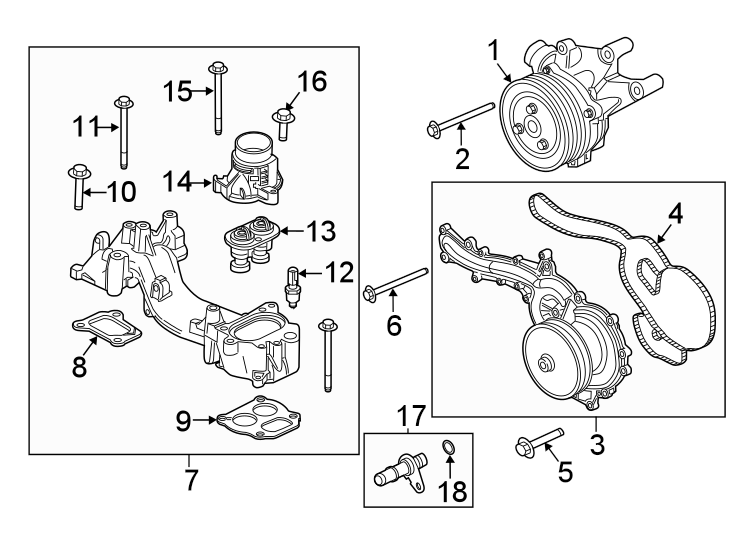 Diagram WATER PUMP. for your 2018 Ford F-150  Raptor Extended Cab Pickup Fleetside 